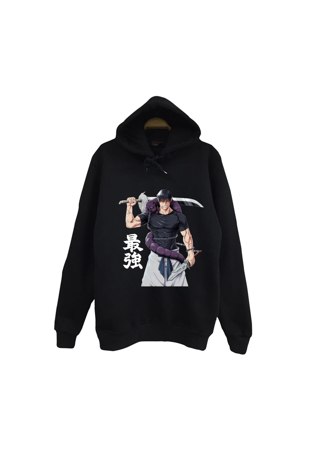 Jujutsu Kaisen - Toji Fushiguro Roronoa Zoro baskılı siyah kapüşonlu sweatshirt