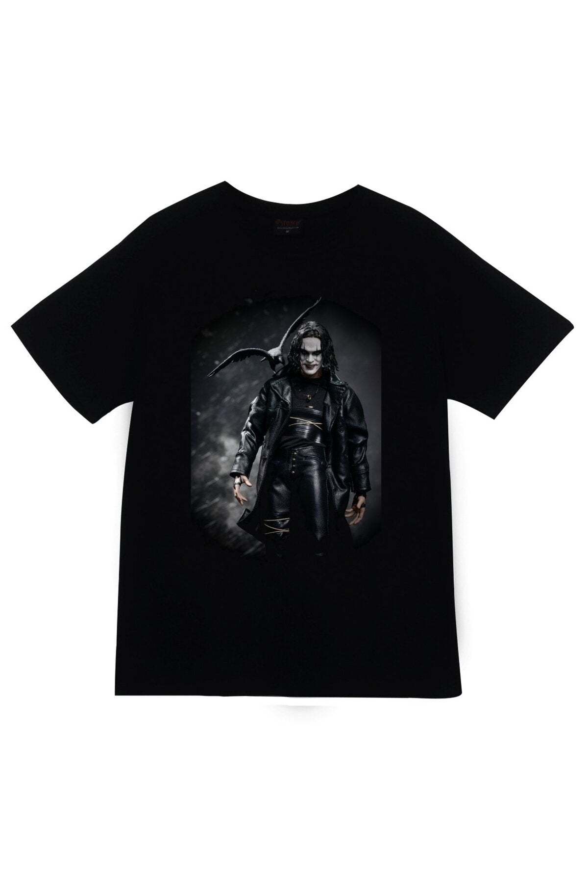 Unisex Siyah The Crow Baskılı T-shirt
