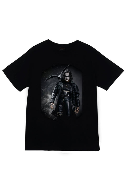 Unisex Siyah The Crow Baskılı T-shirt