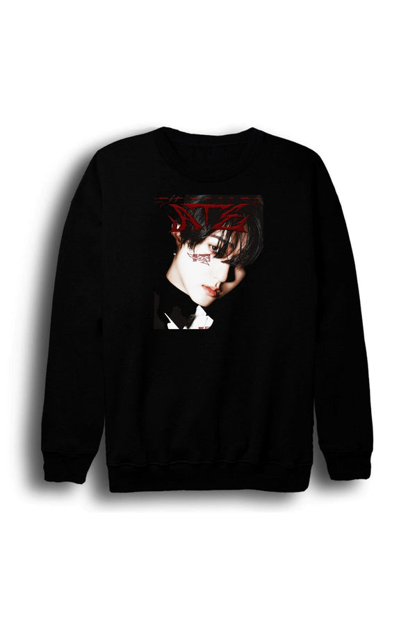 Stray Kids - Seo Chang-bin Baskılı Unisex %100 Pamuk Sweatshirt – Siyah