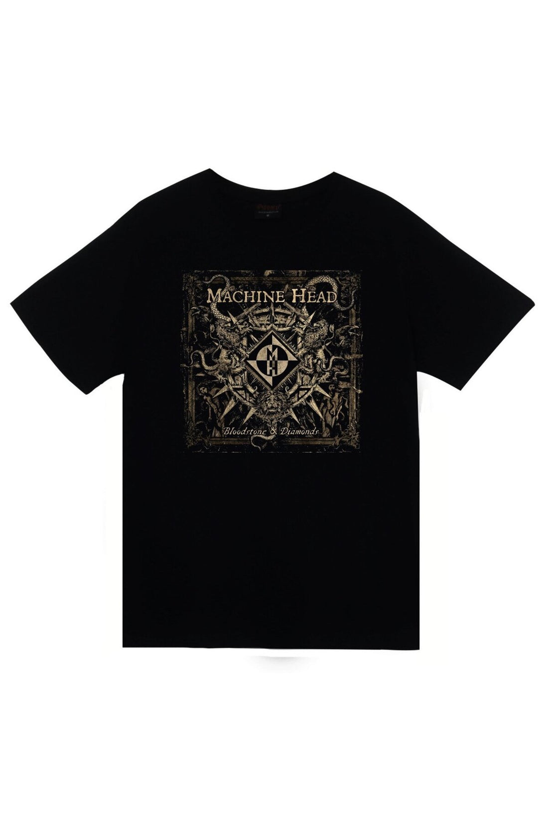 Unisex Siyah Machine Head baskılı siyah tişört