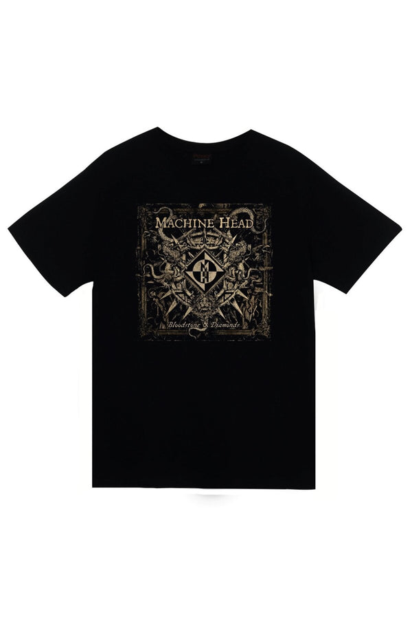 Unisex Siyah Machine Head baskılı siyah tişört