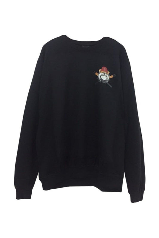 Bulldog Baskılı Bisiklet Yaka Sweatshırt