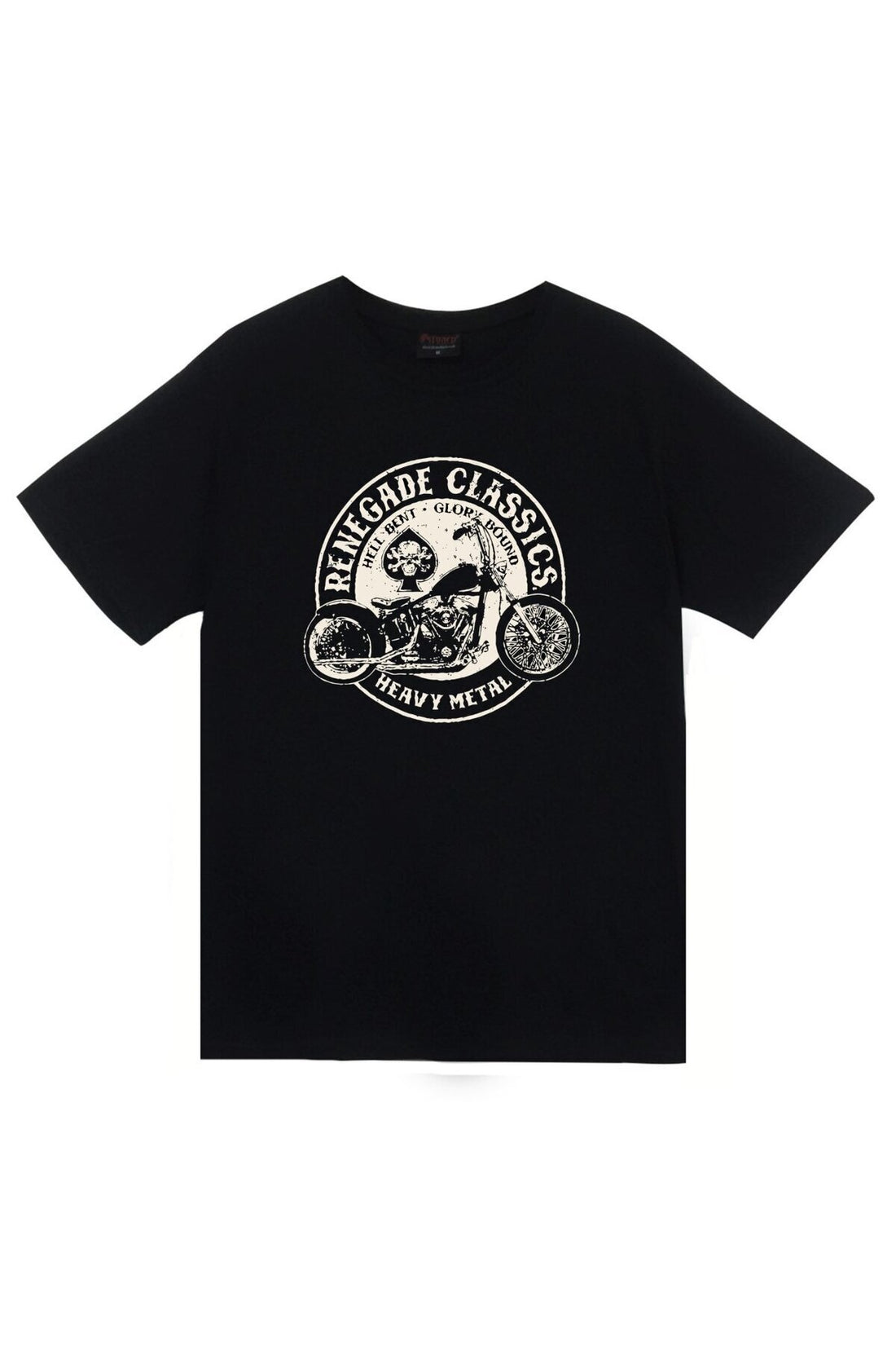Unisex Siyah Renegade Classics Heavy Metal Motorbike Amblem baskılı siyah tişört