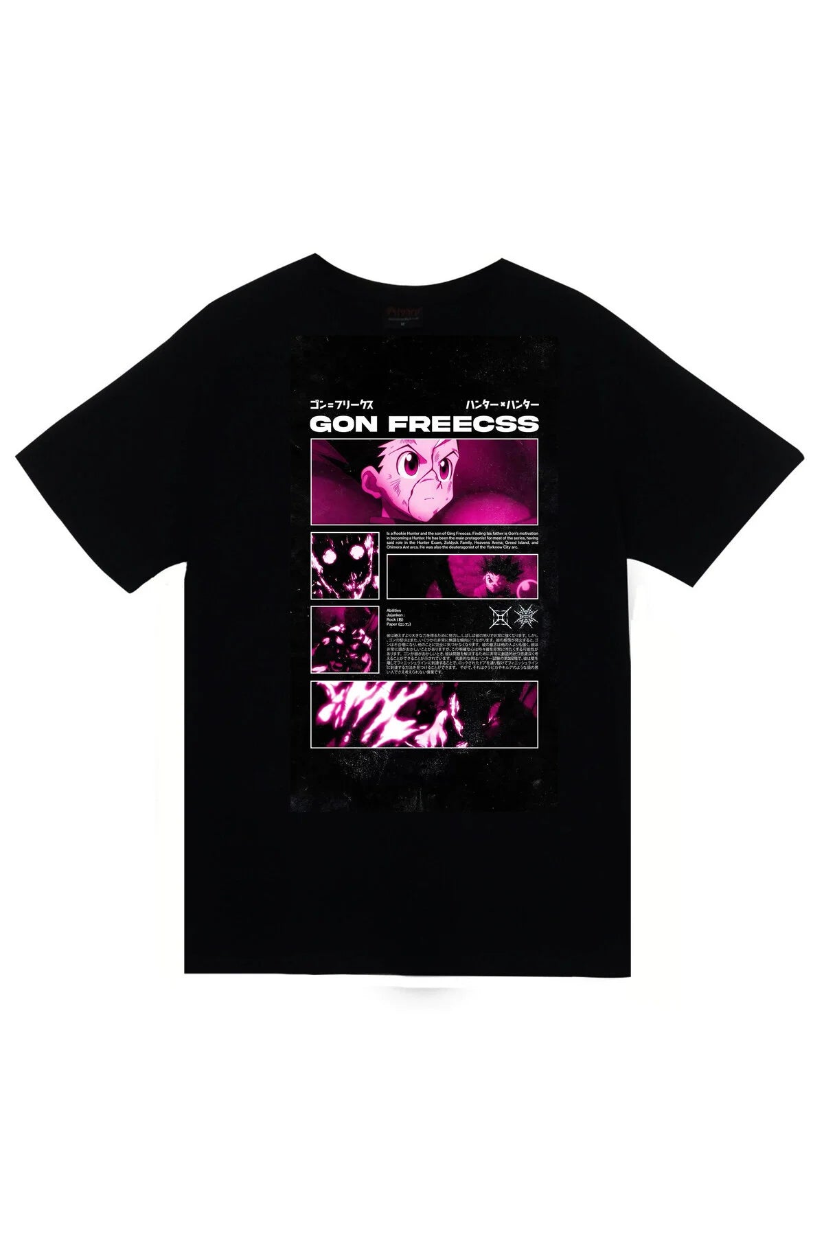 Hunter x Hunter Anime Baskılı Unisex %100 Pamuk Siyah T-shirt