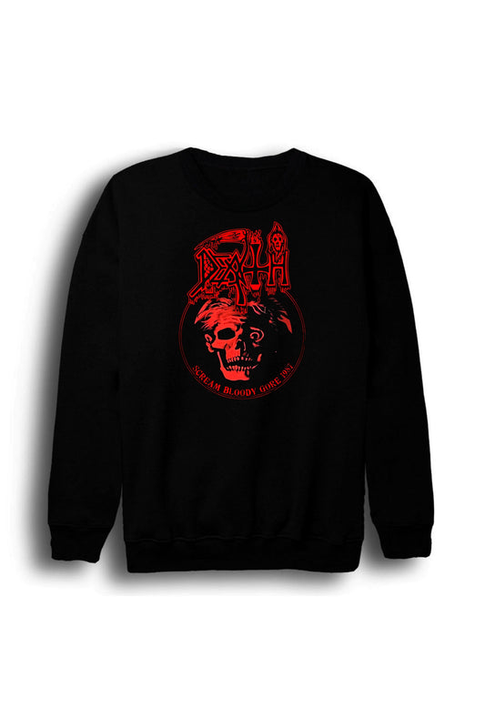 Death - Müzik - Grubu Baskılı Unisex %100 Pamuk Bisiklet Yaka Siyah Sweatshirt