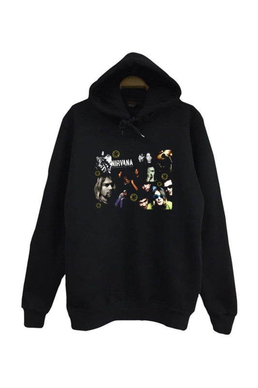 Nirvana-kurt Cobain Baskılı Kapüşonlu Sweatshirt