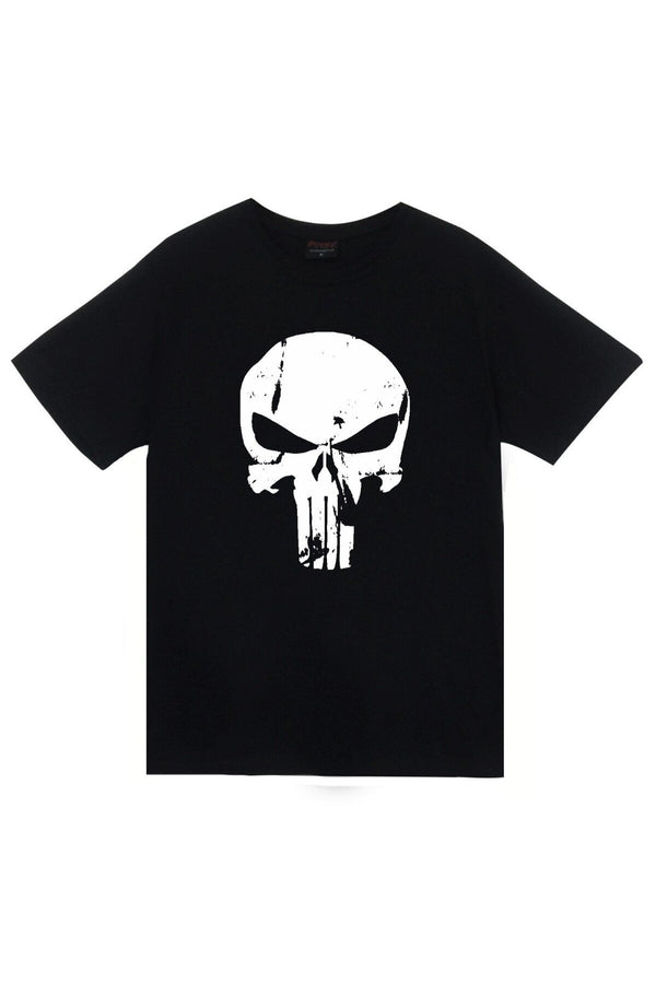 Punisher Kuru Kafa baskılı siyah tişört