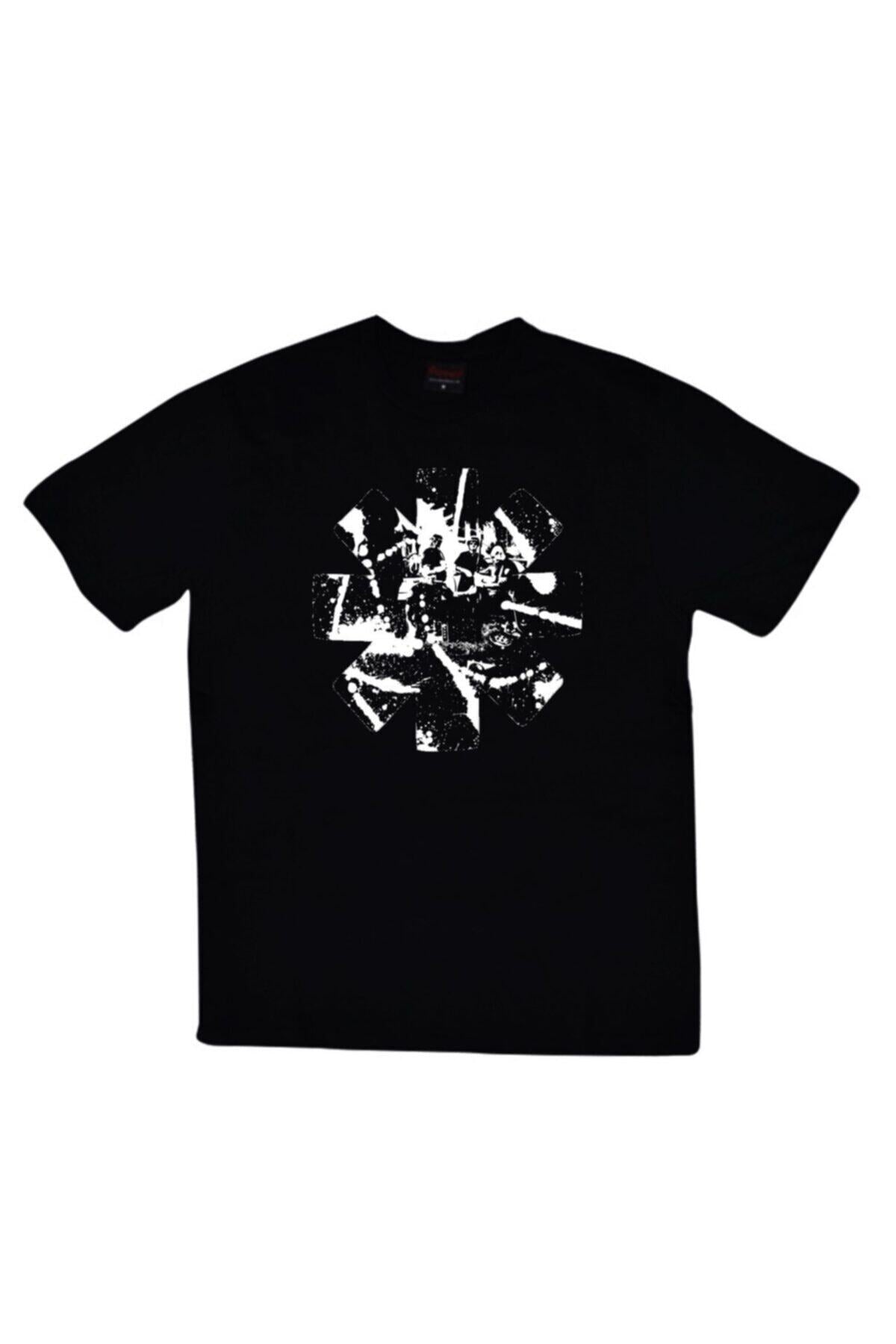 Red Hot Chili Peppers Baskılı Unisex %100 Pamuk Siyah T-shirt
