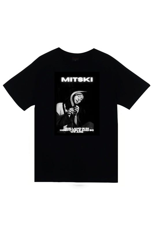 Mitski Baskılı Unisex %100 Pamuk Siyah T-shirt