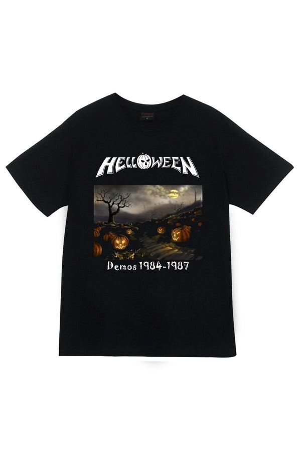 Helloween Demos 1984-1987 baskılı siyah tişört