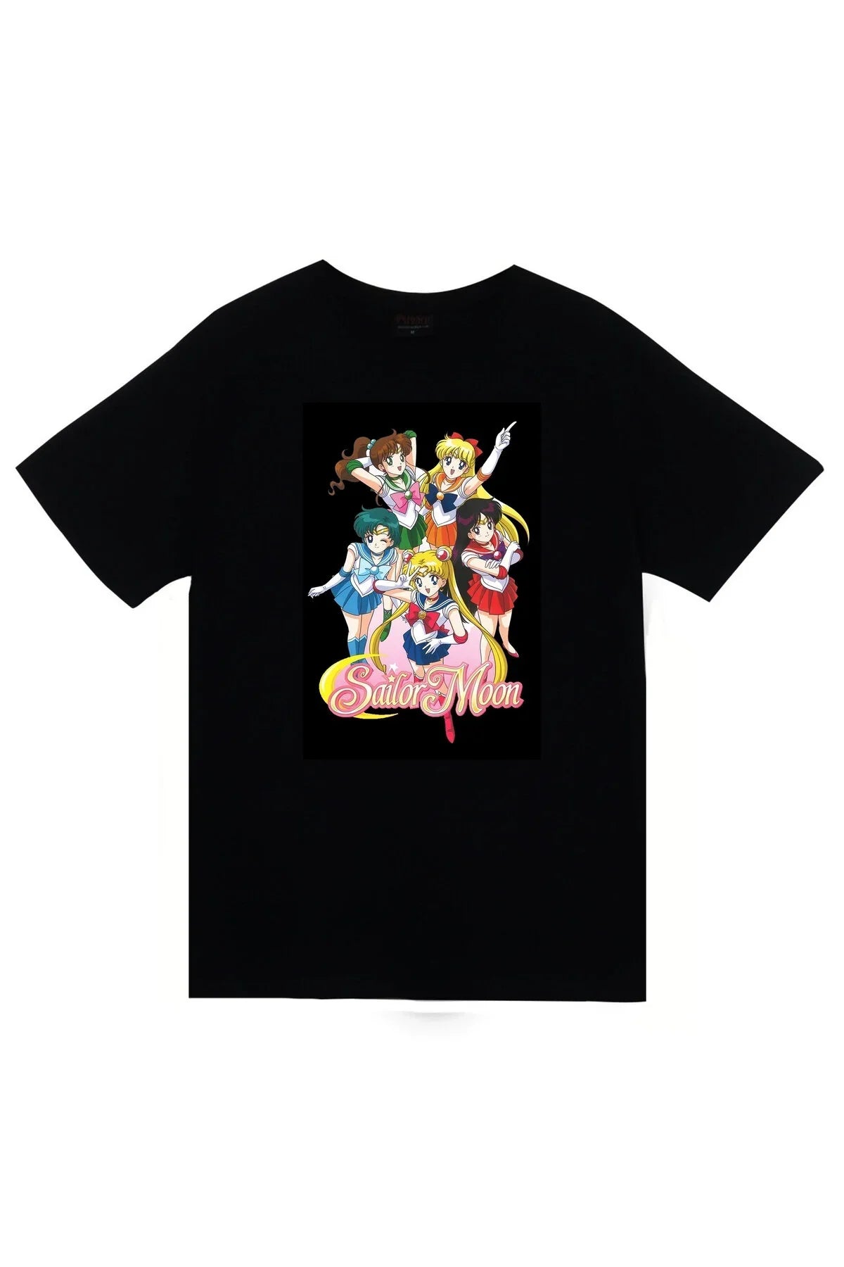 Sailor Moon Anime Baskılı Unisex %100 Pamuk Siyah T-shirt