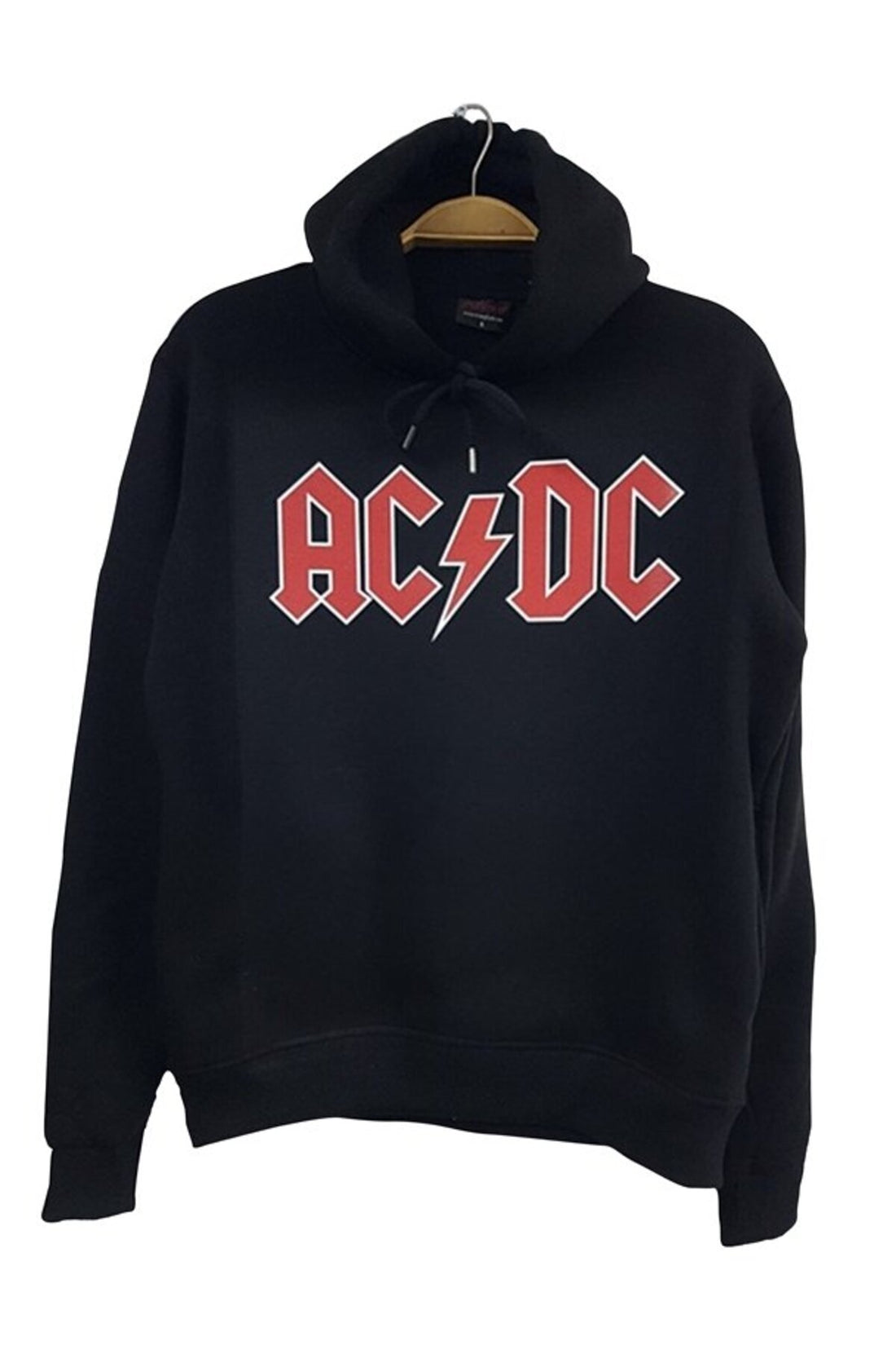 AC/DC baskılı siyah kapüşonlu sweatshirt