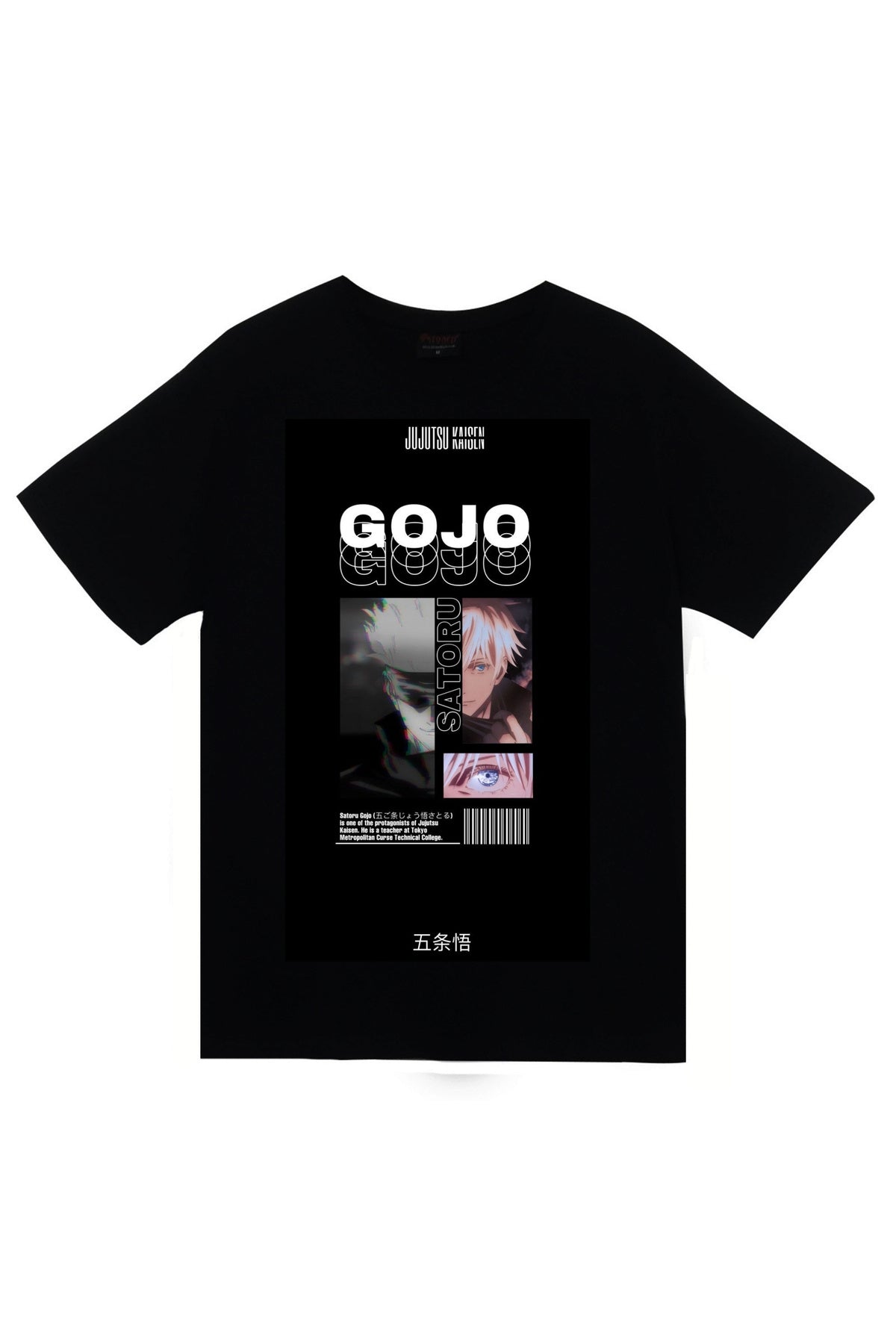 Jujutsu Kaisen Satoru Gojo Anime Baskılı Unisex %100 Pamuk Siyah T-shirt