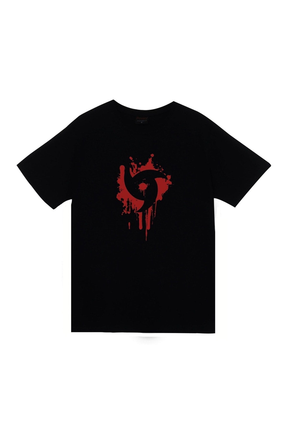 Mangekyu Sharingan Anime Baskılı Unisex %100 Pamuk Siyah T-shirt