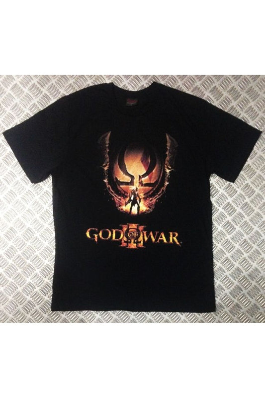 Siyah God Of War Baskılı T-shirt