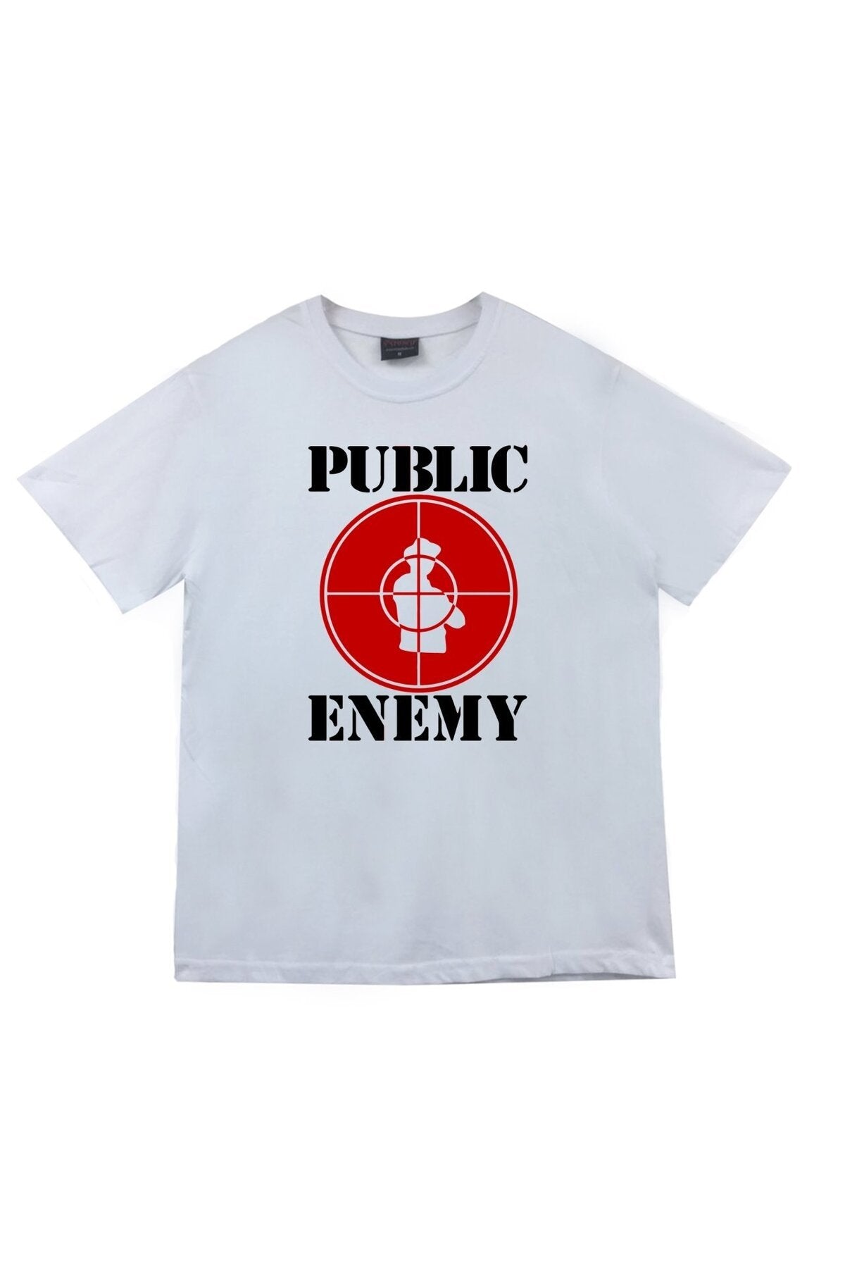 Unisex Beyaz Public Enemy Tişört