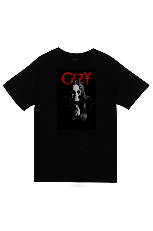 Ozzy Osbourne Baskılı Unisex %100 Pamuk Siyah T-shirt