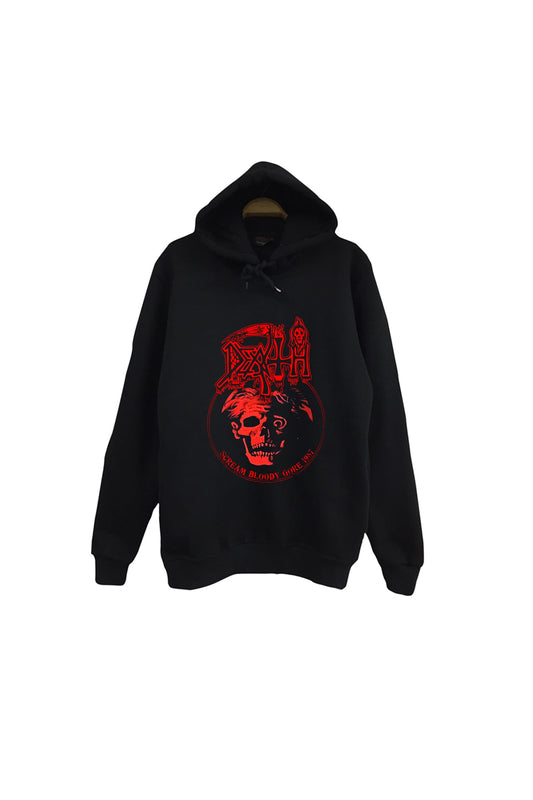 Death - Müzik - Grubu Baskılı Unisex %100 Pamuk Kapüşonlu Siyah Sweatshirt