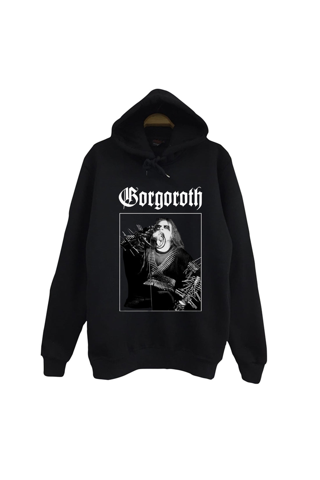 Gorgoroth Müzik Grubu Baskılı Unisex %100 Pamuk Kapüşonlu Sweatshirt – Siyah