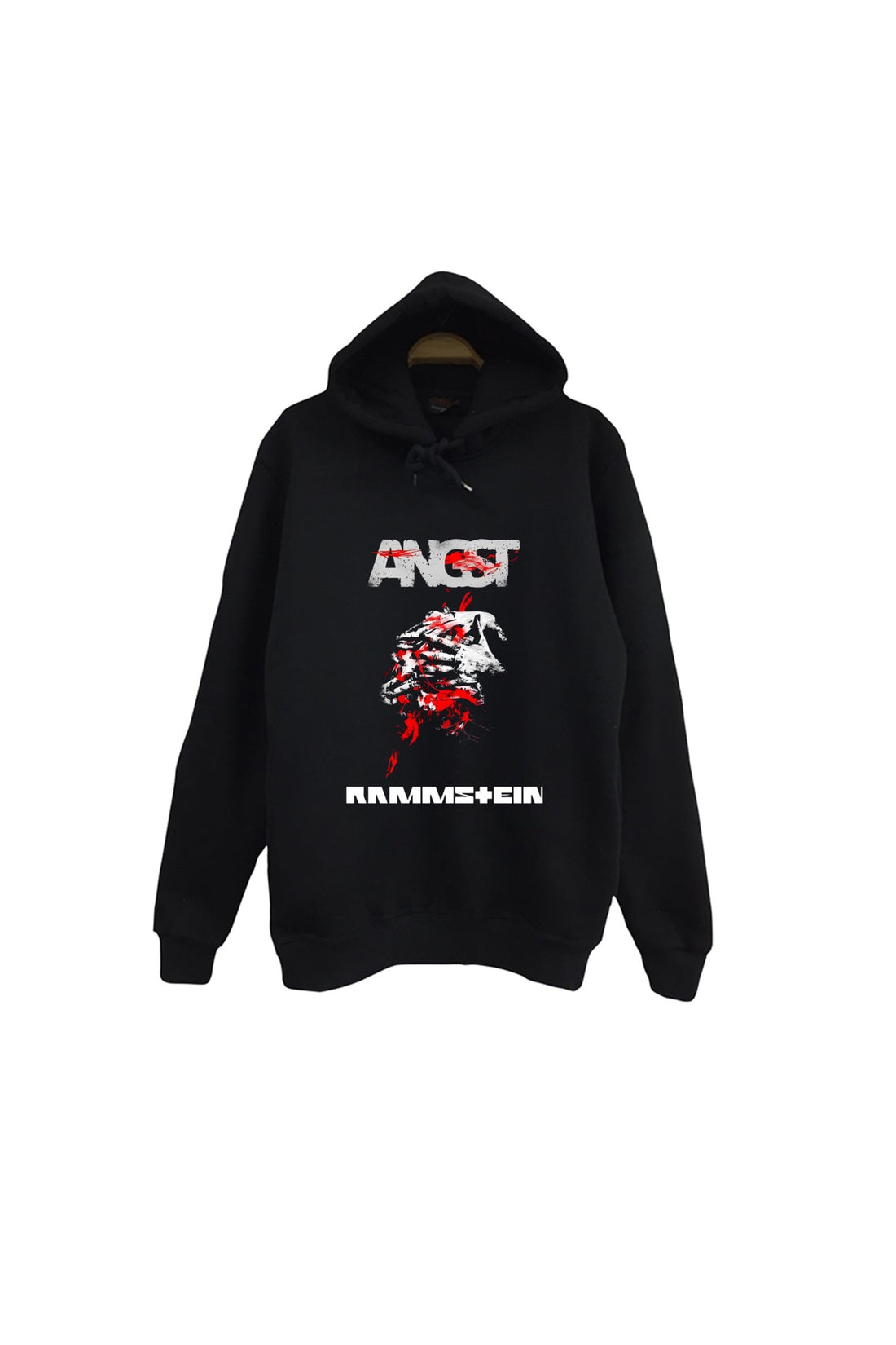 Rammstein - ANGST Baskılı Unisex %100 Pamuk Kapüşonlu Sweatshirt – Siyah