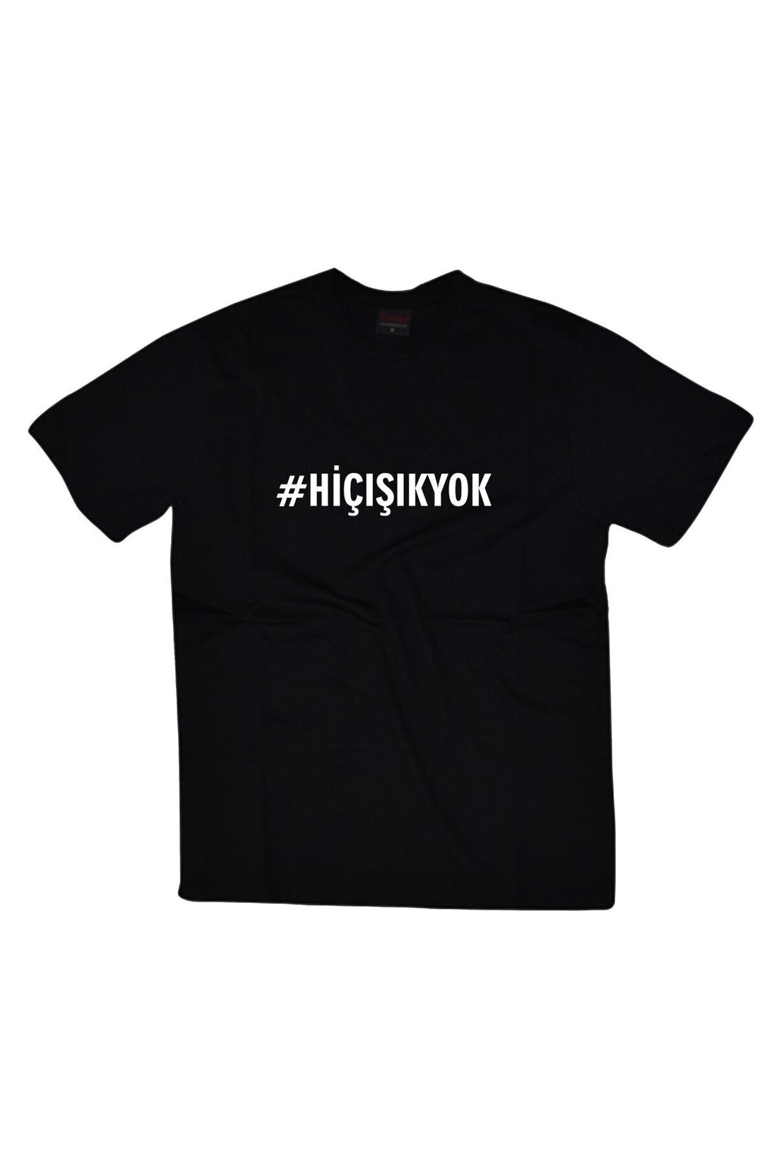 Unisex Siyah Hiç Işık Yok Slogan baskılı siyah tişört