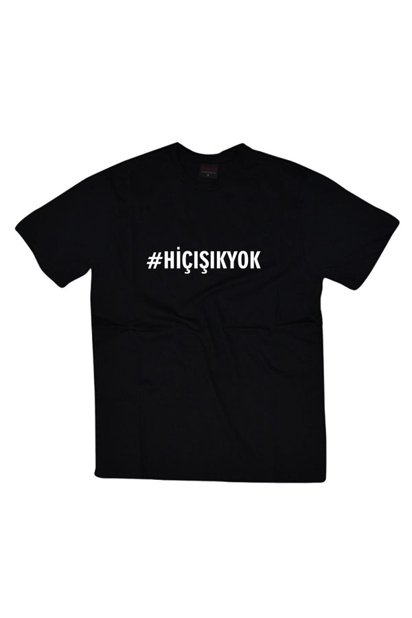 Unisex Siyah Hiç Işık Yok Slogan baskılı siyah tişört
