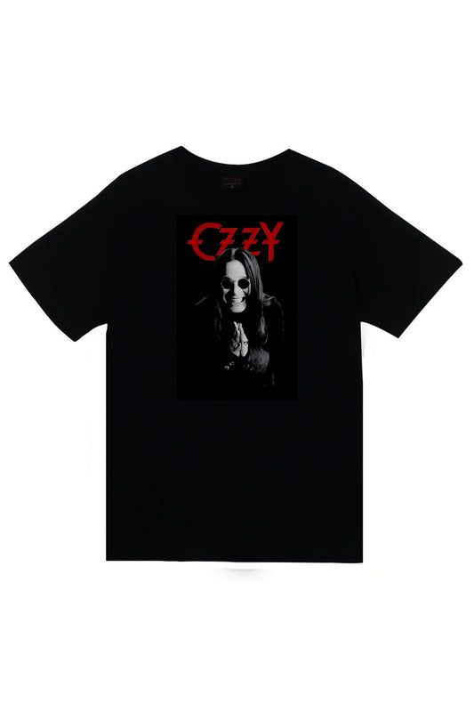 Ozzy Osbourne Baskılı Unisex %100 Pamuk Siyah T-shirt