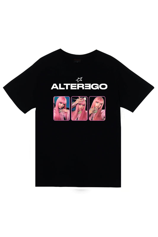 La Lisa - Lisa - BLACKPINK - K-Pop - Alter Ego Baskılı Unisex %100 Pamuk Siyah T-shirt