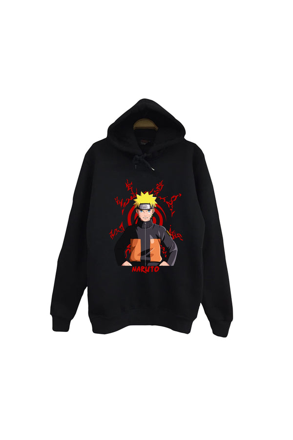Naruto Itachi Uchiha Anime Uzumaki kırmızı çakra baskılı siyah kapüşonlu sweatshirt