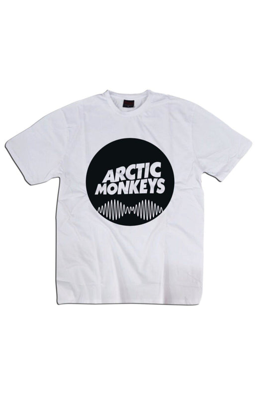 Unisex Beyaz Arctic Monkeys Baskılı T-shirt