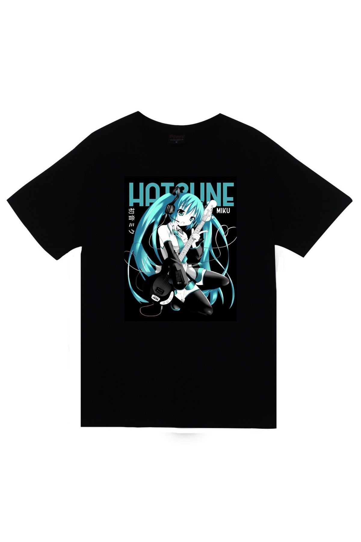 Hatsune Miku Anime Baskılı Unisex %100 Pamuk Siyah T-shirt