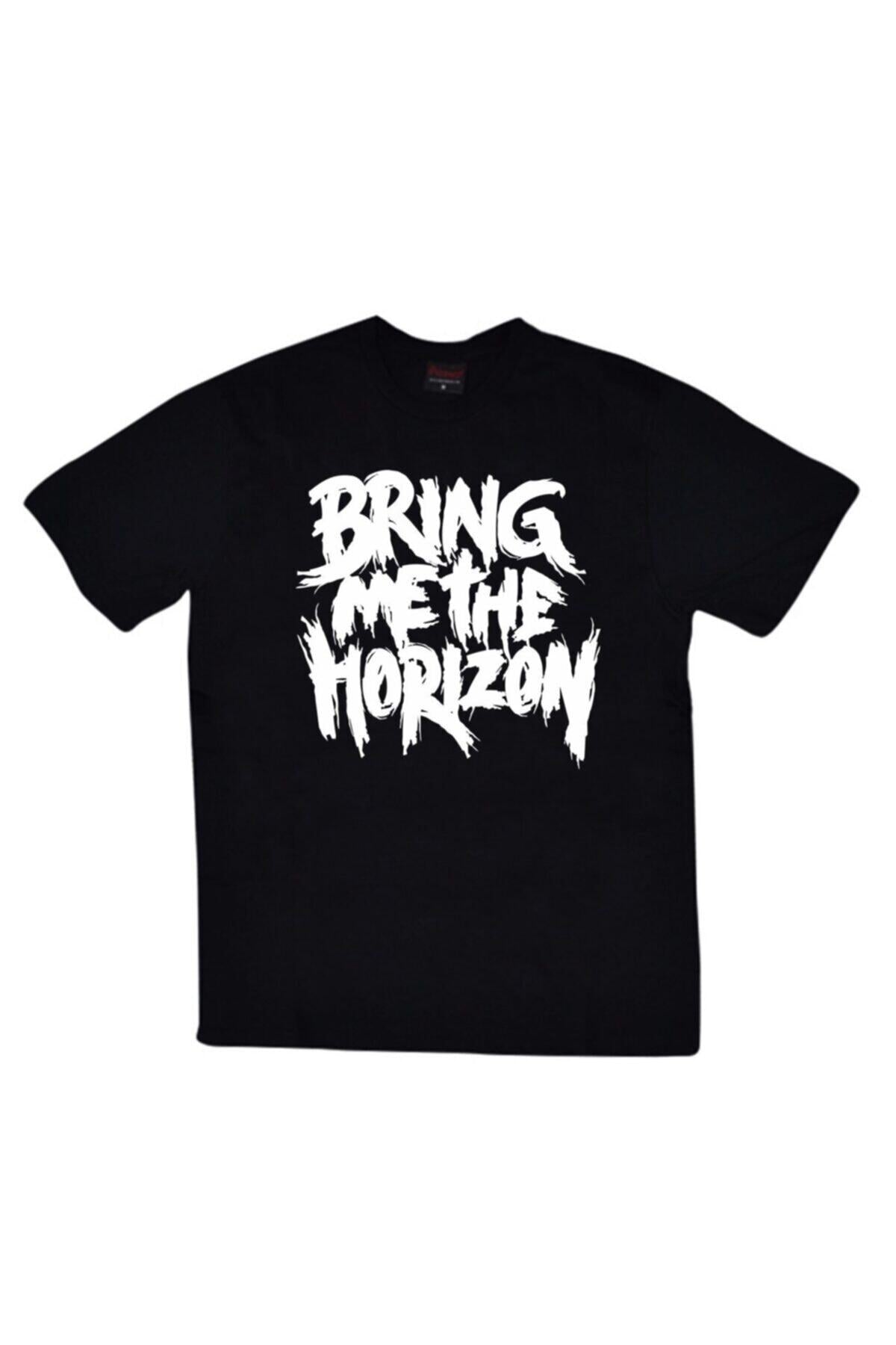 Unisex Siyah Bring Me The Horizon Baskılı T-shirt