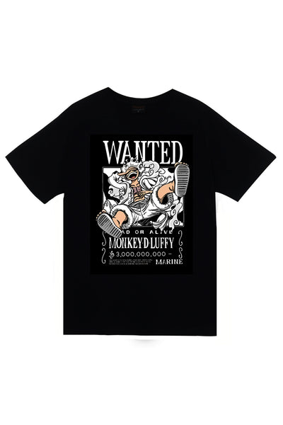 One Piece Eskitilmis kagitta aranan afisi Baskılı Unisex %100 Pamuk Siyah T-shirt