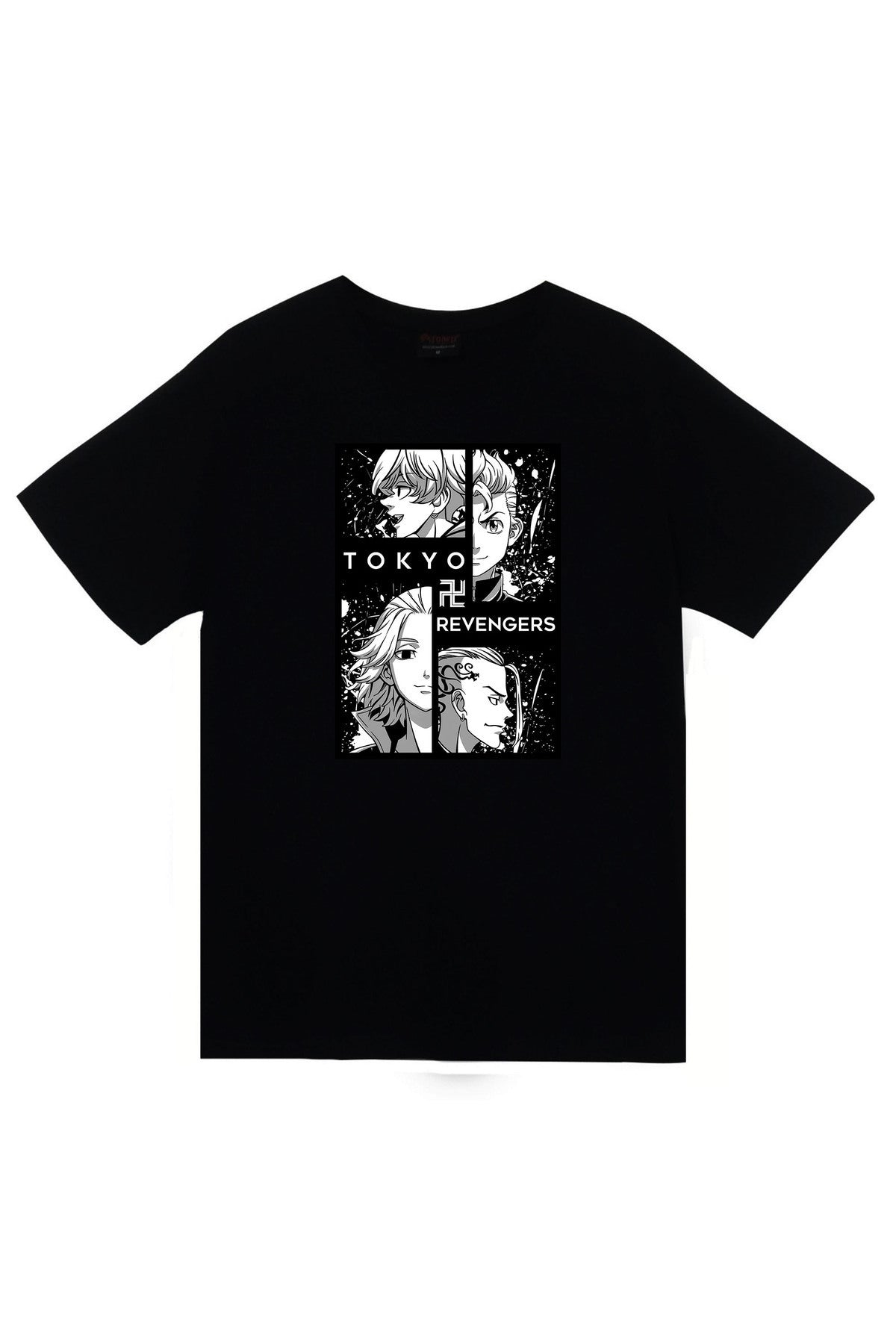 Tokyo Revengers Anime Baskılı Unisex %100 Pamuk Siyah T-shirt