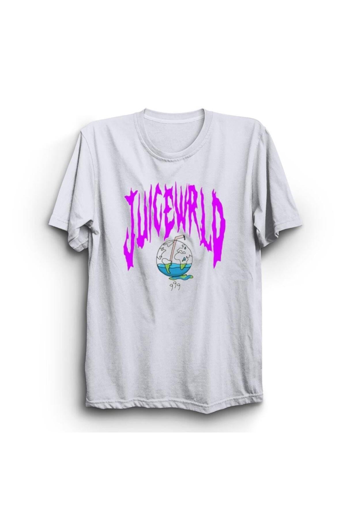 Beyaz Juice Wrld Hiphop Rap Baskılı Tshirt