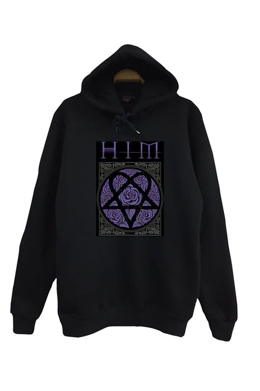 Him Baskılı Unisex %100 Pamuk Siyah Sweatshirt