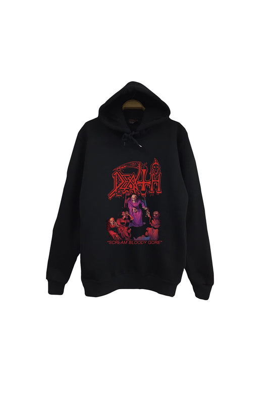 Death - Müzik - Grubu Baskılı Unisex %100 Pamuk Siyah Kapüşonlu Sweatshirt