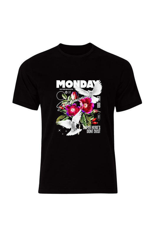 Kuş Ve Çiçek Baskılı Tişört ( Fame Stoned Gang Collection New Season Tshirt )