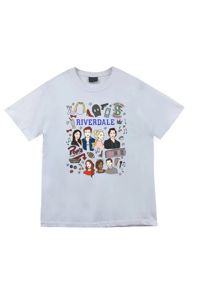 fame-stoned  Unisex Beyaz Riverdale Southside Serpents Baskılı T-shirt