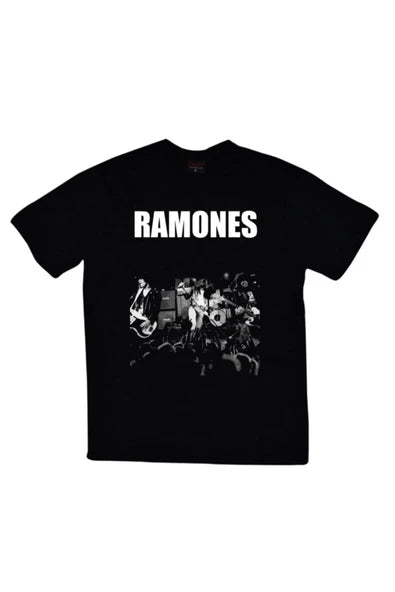 fame-stoned  Unisex Siyah Ramones Baskılı T-shirt