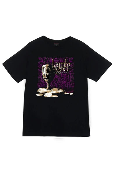 fame-stoned Lamb Of God Baskılı Unisex %100 Pamuk Siyah T-shirt