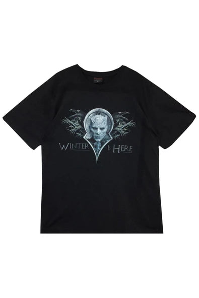 fame-stoned  Game Of Thrones Baskılı Unisex %100 Pamuk Siyah T-shirt