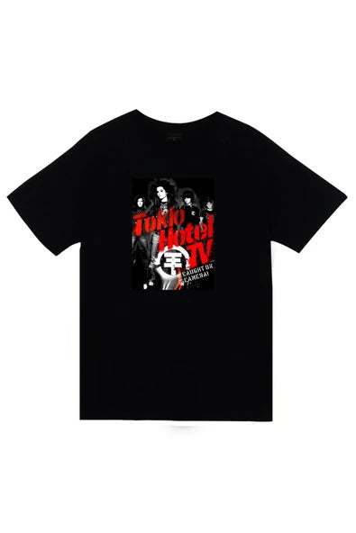 fame-stoned  Tokio Hotel Baskılı Unisex Siyah %100 Pamuk T-shirt