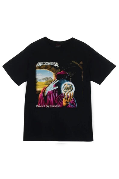 fame-stoned Helloween Baskılı Unisex %100 Pamuk Siyah T-shirt