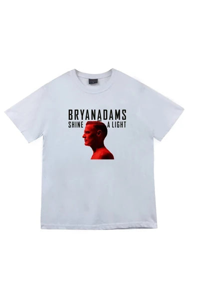 fame-stoned Bryan Adams Baskılı Unisex %100 Pamuk Beyaz T-shirt