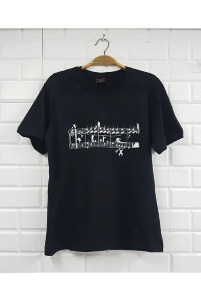 fame-stoned  Unisex Siyah Nota Baskılı T-shirt