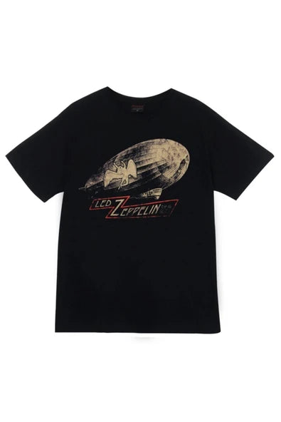 fame-stoned Led Zeppelin Baskılı Unisex %100 Pamuk Siyah T-shirt
