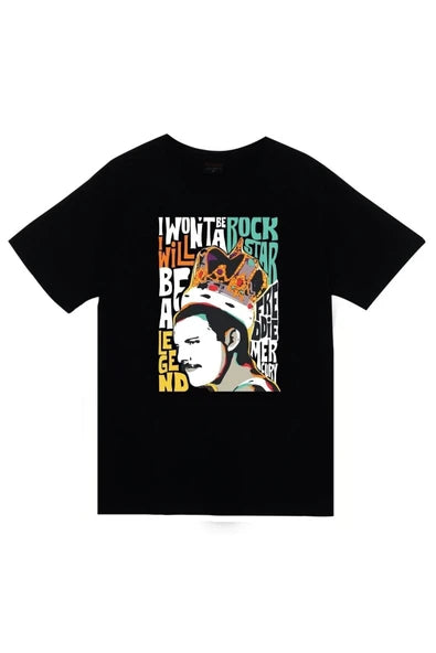 fame-stoned Queen Baskılı Unisex %100 Pamuk Siyah T-shirt
