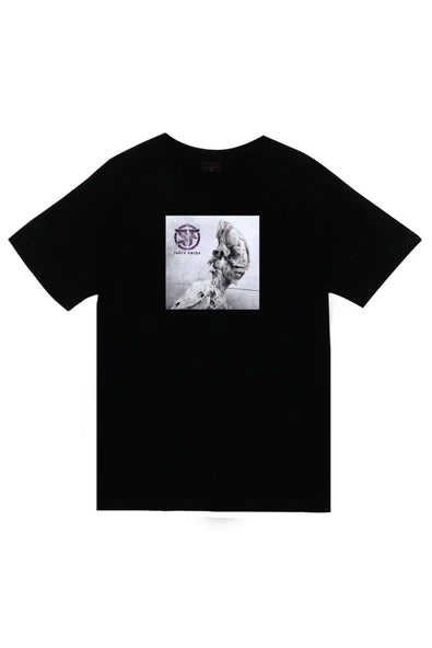 Septicflesh Gri tonlu heykel/logo kare baskılı siyah tişört